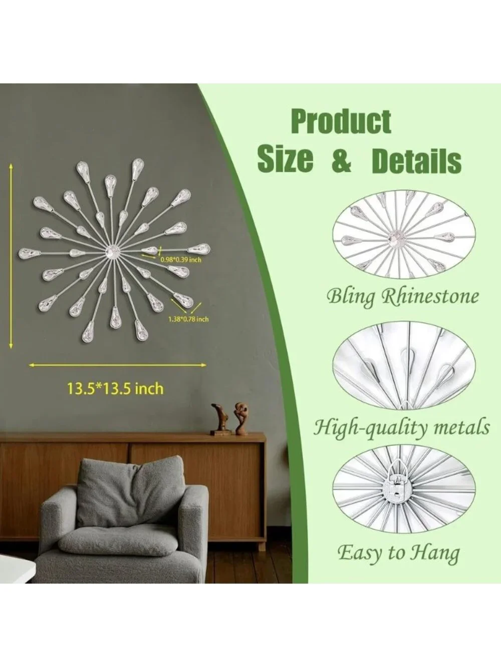 Silver Rhinestone Wall Art